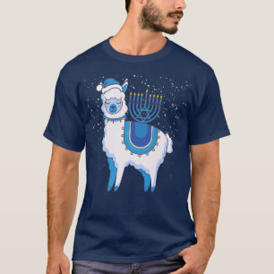 T-shirt Heureux Hanoukka Llamakkah Llama Menorah Alpaca Je
