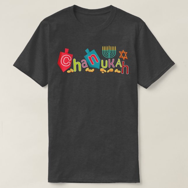 T-shirt Heureux Hanoukka Rhinestone Chanukah Menorah Dreid (Design devant)