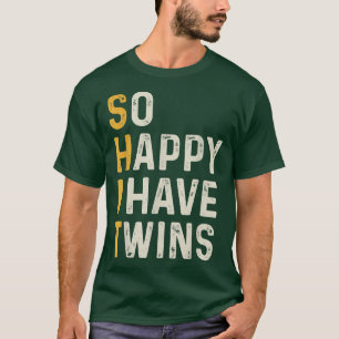 T-shirt Heureux J'Ai Des Jumeaux Drôle Maman Papa Parent D
