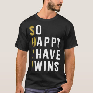 T-shirt Heureux J'Ai Des Jumeaux Drôle Parent Maman Papa D