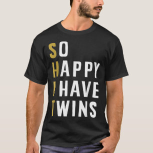 T-shirt Heureux J'Ai Des Jumeaux Drôle Parent Maman Papa D
