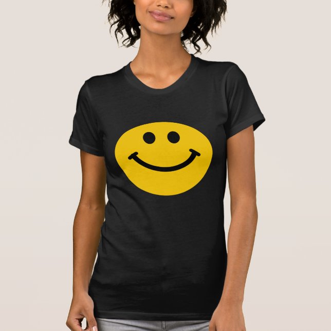 T-shirt heureux jaune de noir de visage (Devant)