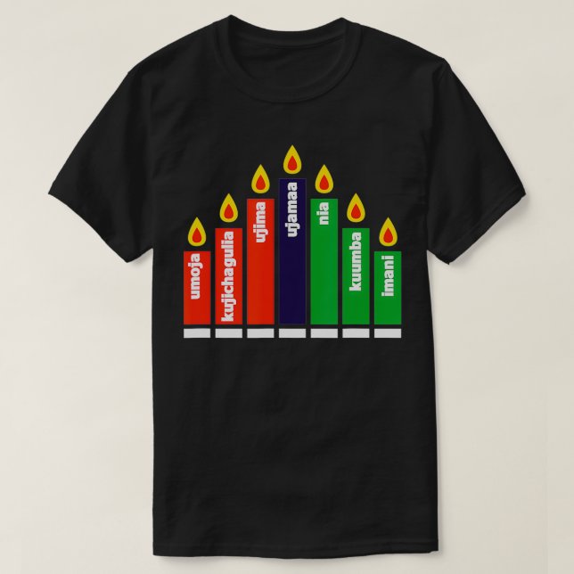 T-shirt Heureux Kwanzaa Kinara bougies afro-américaines Ho (Design devant)