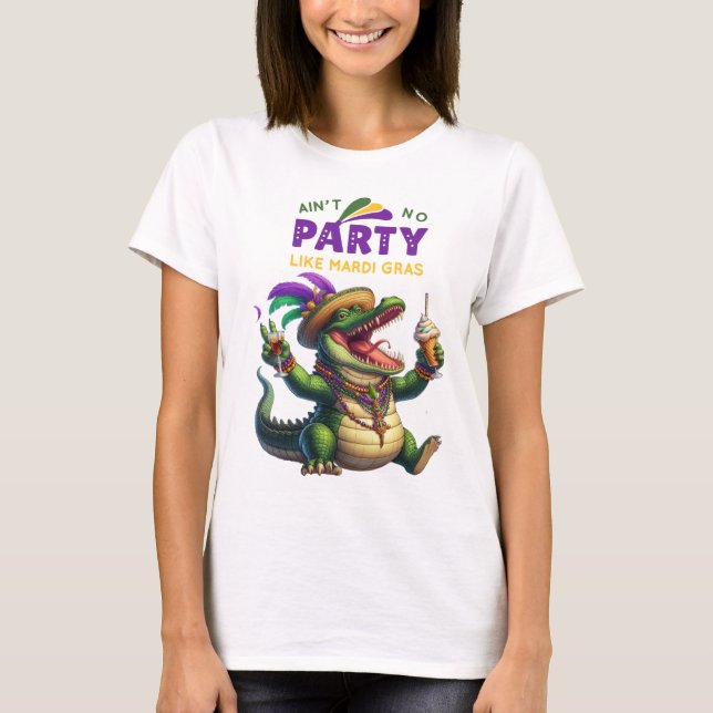 T-shirt Heureux Mardi Gras Alligator (Devant)
