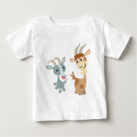 T-shirt heureux mignon de bébé de deux chèvres de
