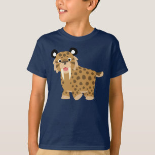 T-shirt heureux mignon d'enfants de Smilodon de