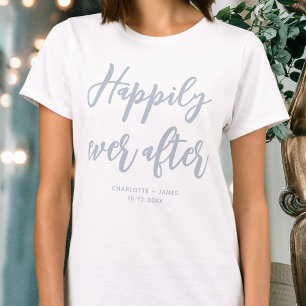 T-shirt Heureux pour toujours Mariage personnalisé bleu po