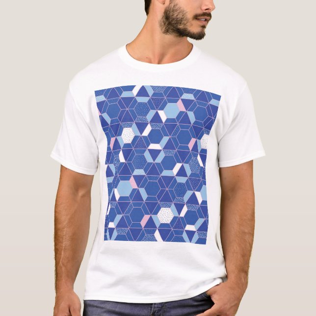 T-shirt Hexagons, triangles : motif abstrait géométrique. (Devant)