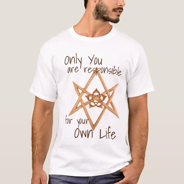 T-shirt Hexagram unicursale en bois et Lotus (Devant)