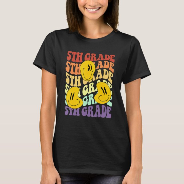 T-shirt Hey 5th Fifth Grade Teacher Back To School Retro S (Devant)