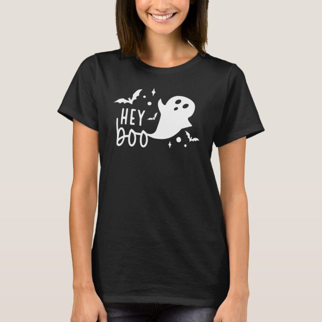 T-shirt Hey Boo Cute Ghost Saison Éffrayante Pumkin Boo Cr (Devant)