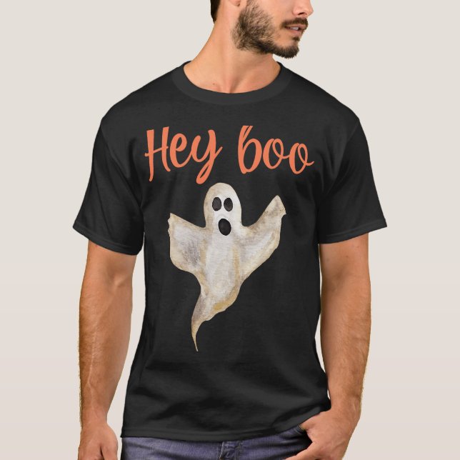 T-shirt Hey Boo Halloween Ghost Costume Éffrayant Matching (Devant)