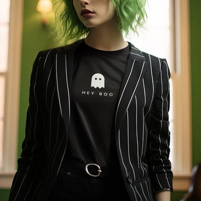 T-shirt Hey Boo Halloween | Ghost Moderne Minimaliste Cute (Créateur téléchargé)