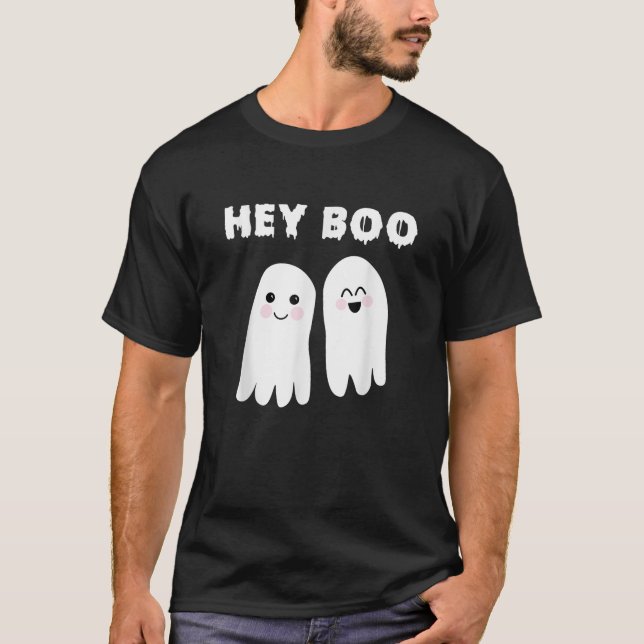 T-shirt Hey Boo mignonne Fantômes Halloween Costume T Chem (Devant)