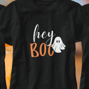 T-shirt Hey Boo Orange Black Funny Halloween Ghost