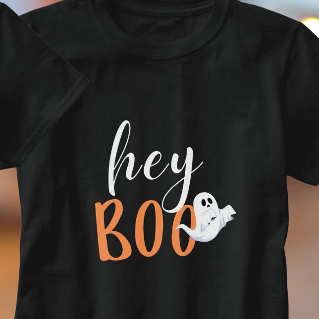 T-shirt Hey Boo Orange Black Funny Halloween Ghost (Créateur téléchargé)