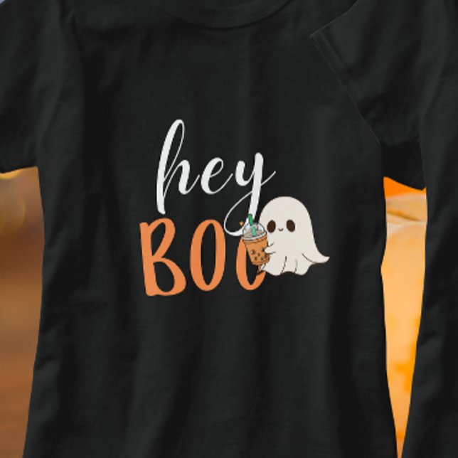 T-shirt Hey Boo Orange Black Funny Halloween Ghost (Créateur téléchargé)
