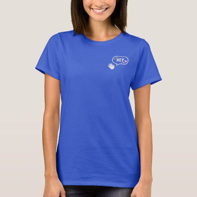 T-shirt 'Hey Chat Bubble Waving Hand Online Tech' (Devant)