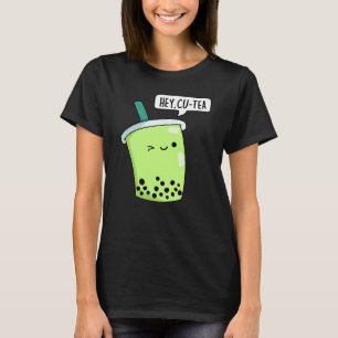 T-shirt Hey Cu Tea Drôle Boba Tea Pun Dark BG