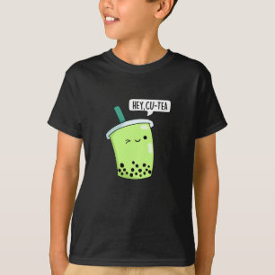T-shirt Hey Cu Tea Drôle Boba Tea Pun Dark BG