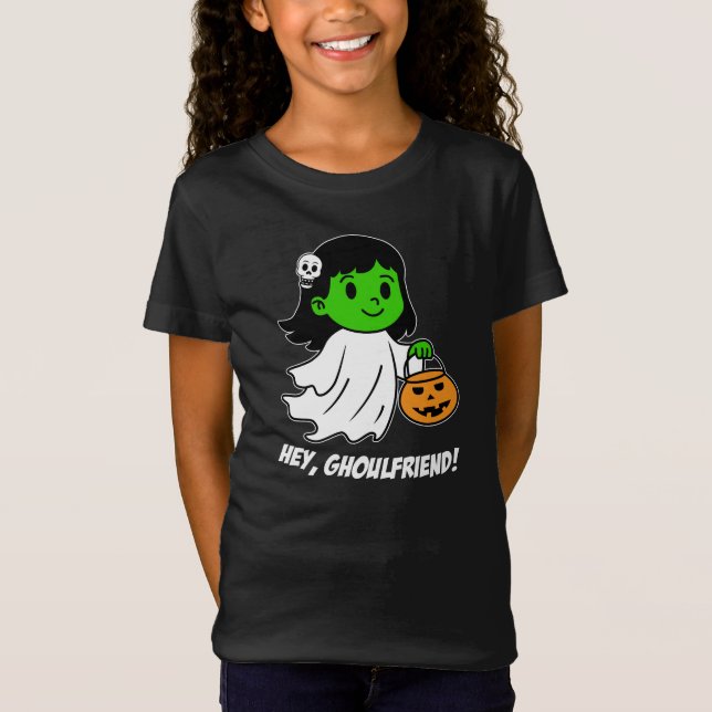 T-Shirt Hey Ghoulfriend Halloween fille mignonne (Devant)