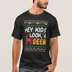 T-shirt Hey Les Enfants Cherchent Un Noël De Cerfs Pour Un