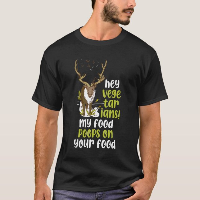 T-shirt Hey Vegetariens Mes Poches De Nourriture Sur Votre (Devant)