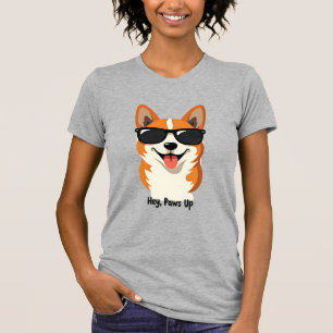 T-shirt Hey Vintage, Patte levée Corgi avec Lunettes de so