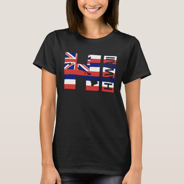 T-shirt HI Hawaii Islands Hawaiian Flag Beach (Devant)