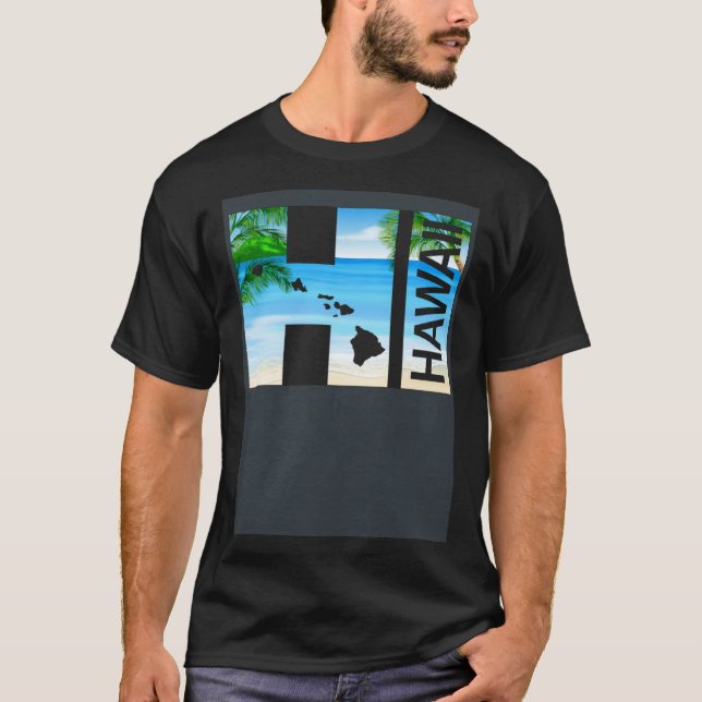 T-shirt HI îles Hawaï Plage hawaïenne (Devant)