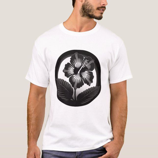 T-shirt Hibiscus Crest - Hibiscus Kamon japonais (Devant)