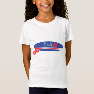 T-Shirt Hibiscus de surf rouge blanc et bleu