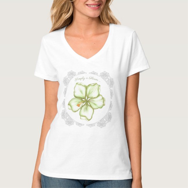 T-shirt Hibiscus & dentelle BLANC (Devant)