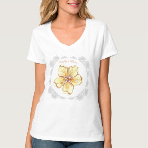 T-shirt Hibiscus & dentelle JAUNE