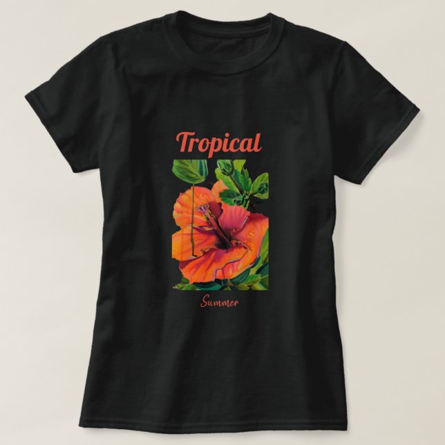 T-shirt Hibiscus d'oranger tropical d'été (Design devant)