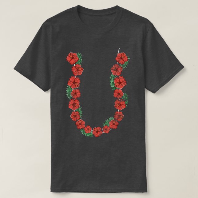 T-shirt Hibiscus hawaïen chaîne de fleurs vacances été Lei (Design devant)