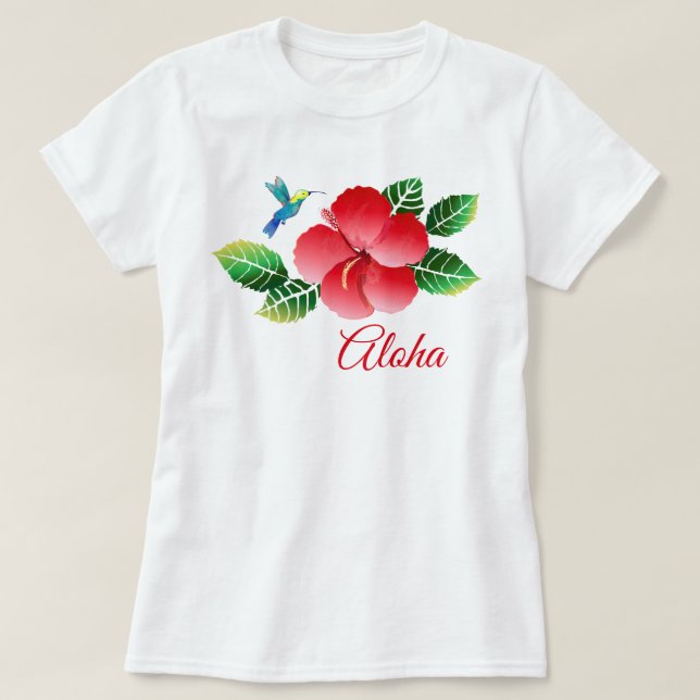 T-shirt Hibiscus Hawaiian Tropical Floral (Design devant)