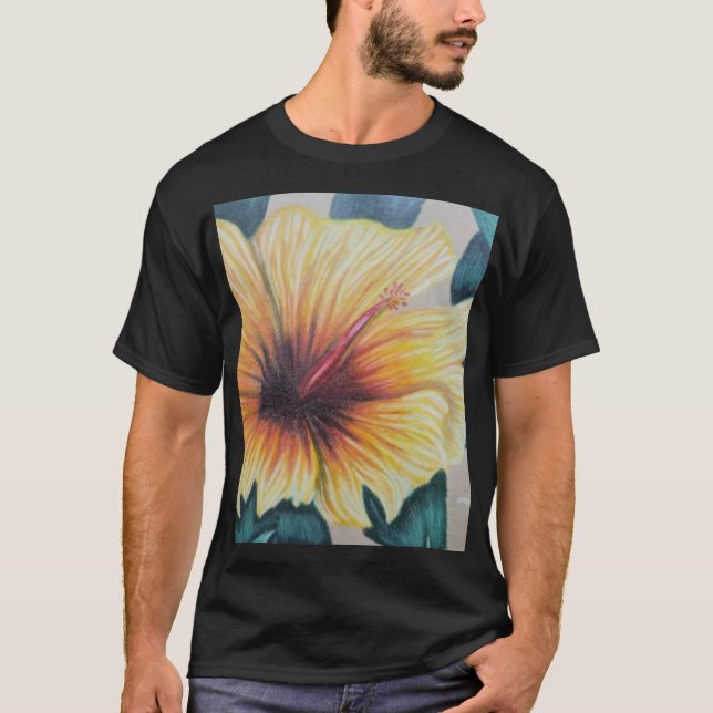 T-shirt Hibiscus jaune horloge (Devant)