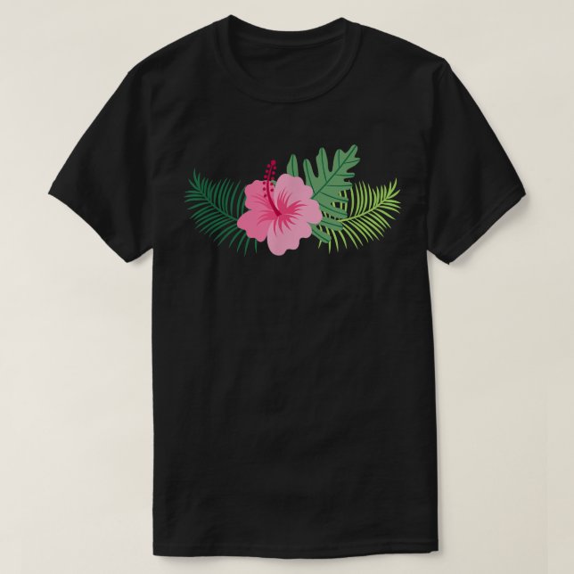 T-shirt Hibiscus Rose Fleur Hommes Femmes Et Enfants Style (Design devant)