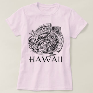 T-shirt HIBISICUS POLYNESIAN TRIBAL HAWAII Blk