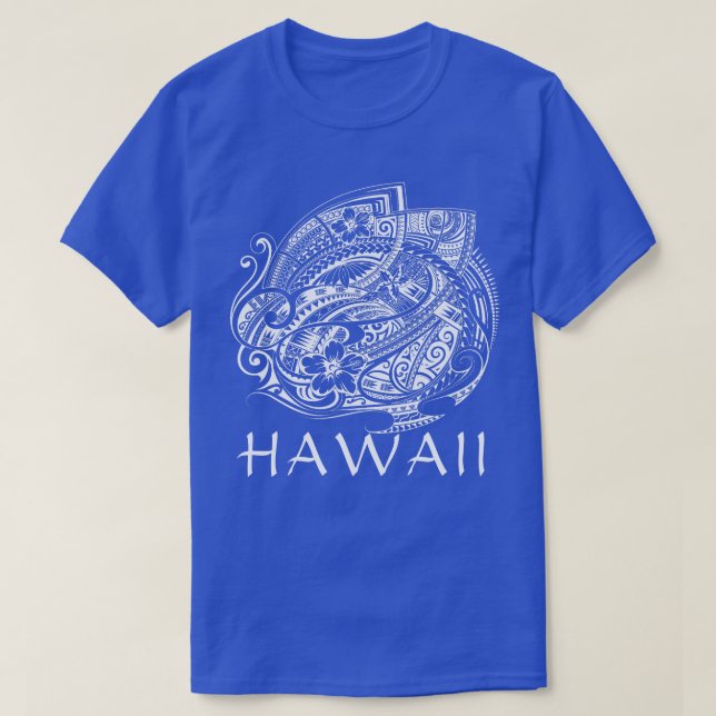 T-shirt HIBISICUS POLYNESIAN TRIBAL HAWAII Whats (Design devant)