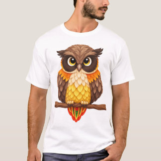 T-shirt Hibou adorable perché sur une branche