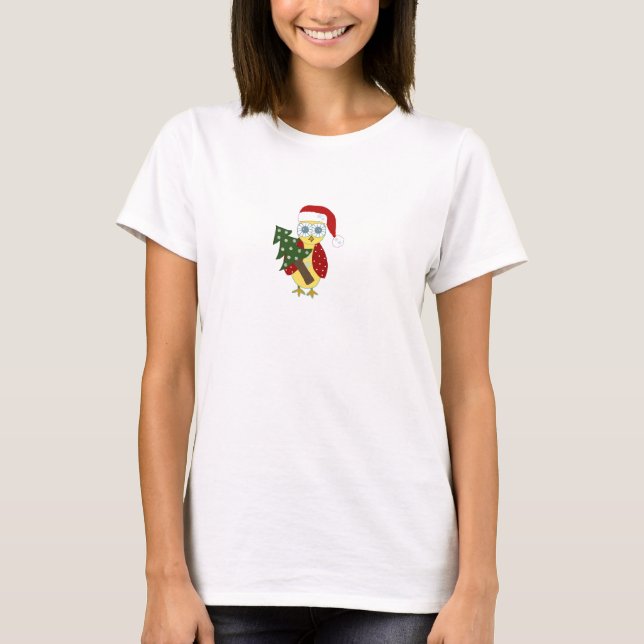 T-shirt Hibou avec un arbre de Noël (Devant)