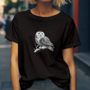 T-shirt Hibou Blanc Majestueux Perché
