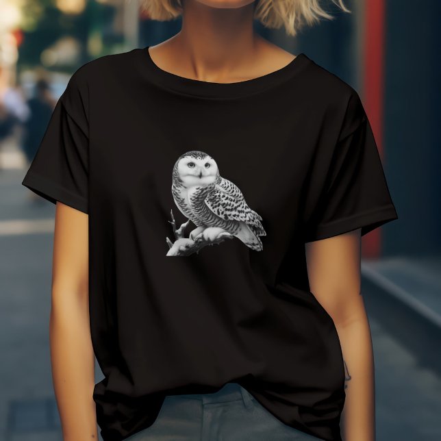 T-shirt Hibou Blanc Majestueux Perché (Créateur téléchargé)