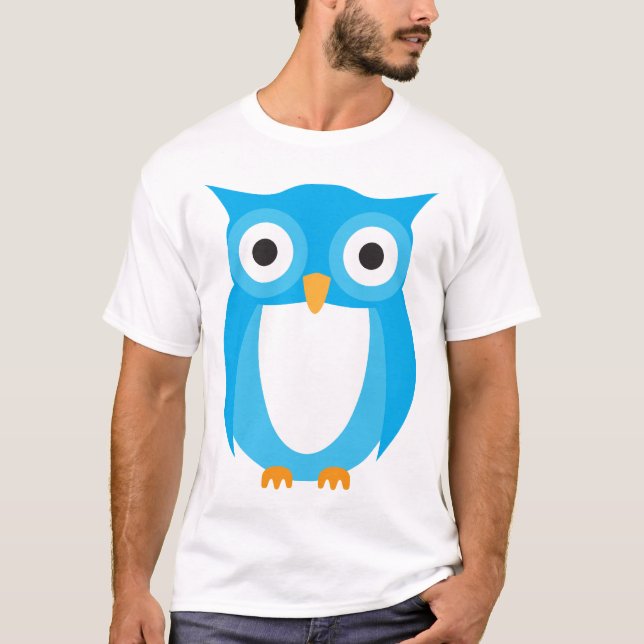T-shirt Hibou bleu - ajoutez votre propre texte (Devant)