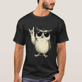 T-shirt Hibou cool avec lunettes de soleil signe de la mai