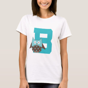 T-shirt Hibou d'alphabet de la lettre B de monogramme