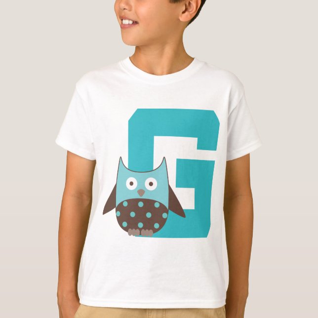 T-shirt Hibou d'alphabet de la lettre G de monogramme (Devant)
