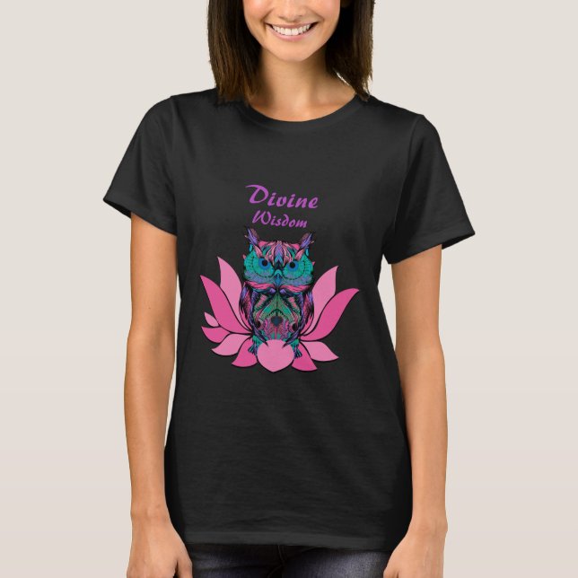 T-shirt Hibou de fleur de Lotus (Devant)